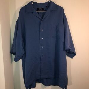 Mens 3X Blue Button-Up Short Sleeve Shirt